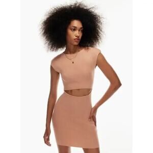 Aritzia Wilfred Free Cut-Out Knit Mini Dress Soft Terracotta Size M